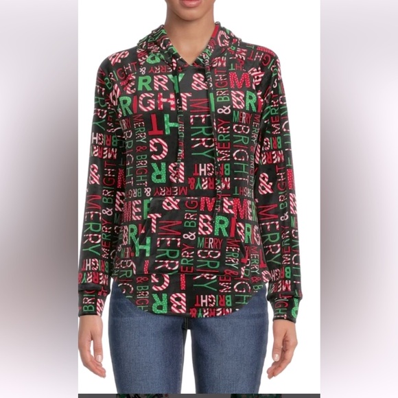 NO BOUNDARIES CHRISTMAS PULLOVER MERRY CHRISTMAS HOODIE SIZE  L 11-13 - Picture 2 of 8